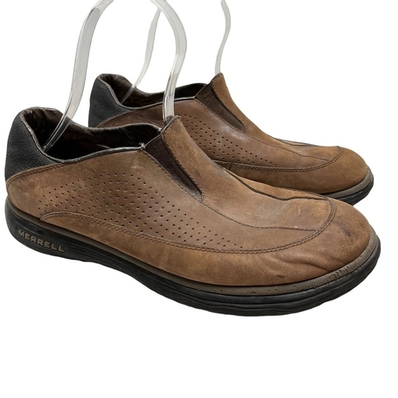 MERRELL TOPO PERF MOC CHOCOLATE Brown Genuine Leather Loafers Casual Shoes 10.5 - Picture 1 of 16